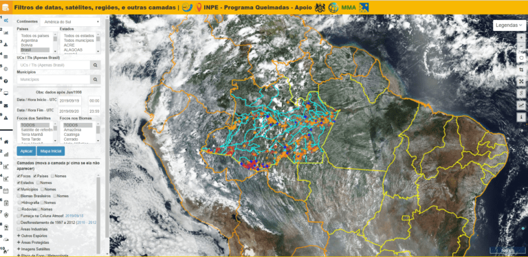 Portal de Monitoramento de queimadas e Incêndios em tempo quase-real do INPE