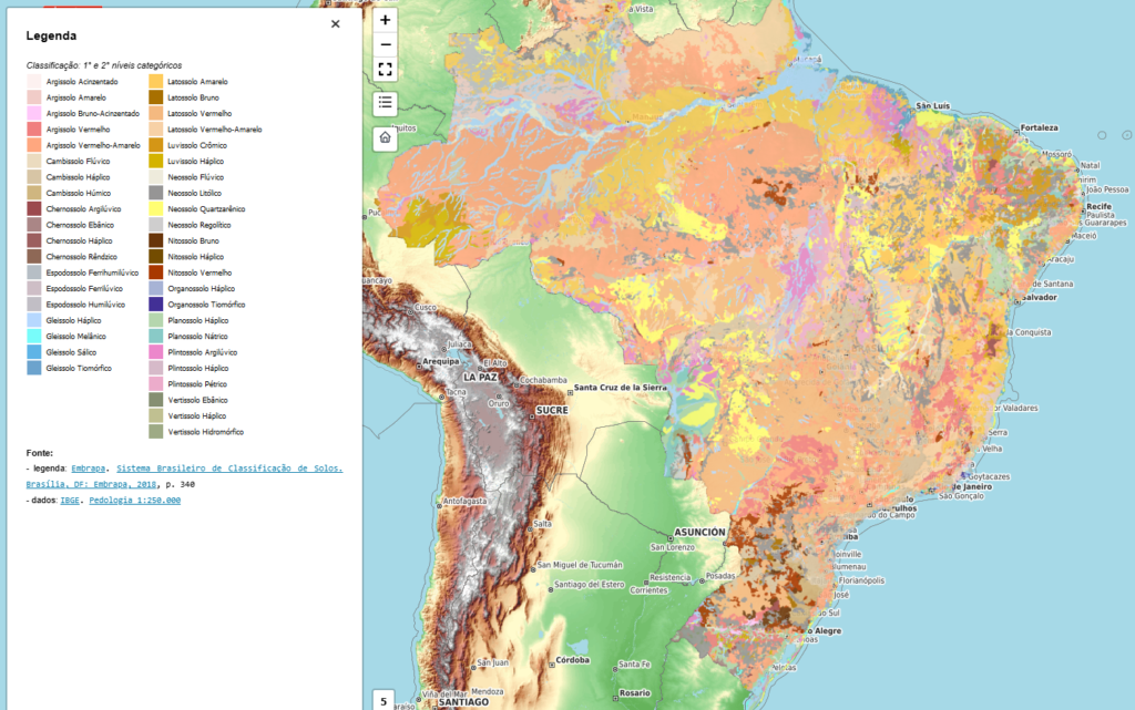 Mapa Pedologico Interativo IBGE 1:250k do IBGE. Produzido por Eduardo Kanegae. Clique na imagem para acessar