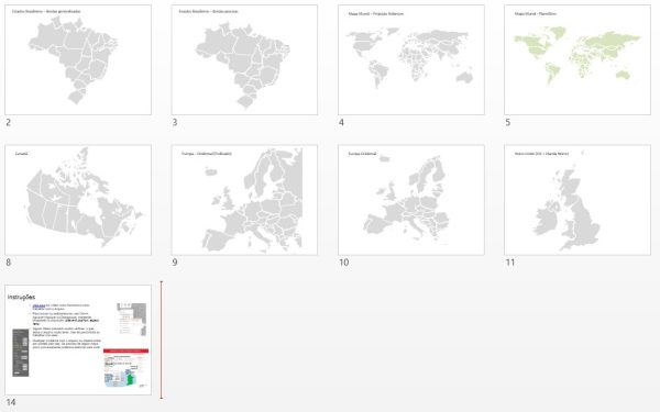 Pacote de Mapas Editáveis em PowerPoint – Brasil, Mapa-Múndi, América do Sul e Mais