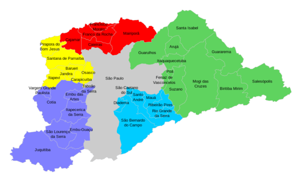 mapa da região metropolitana de são paulo e distritos bairros da capital
