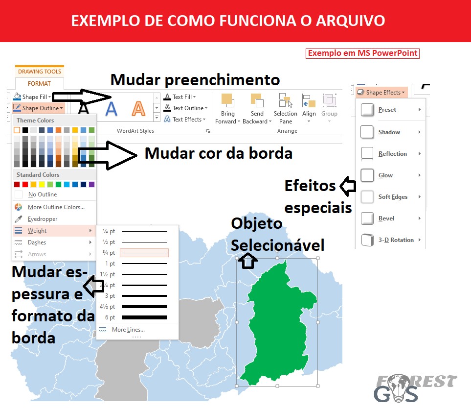 Exemplo de como funciona os objetos editáveis do powerpoint