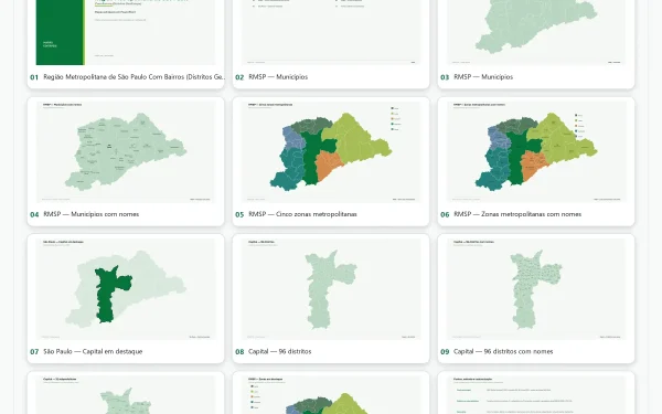 Região Metropolitana de São Paulo, Sub-prefeituras e Distritos – PowerPoint Editável