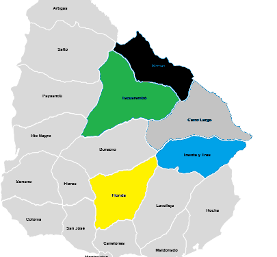 Mapa dos Departamentos do Uruguai – PowerPoint Editável