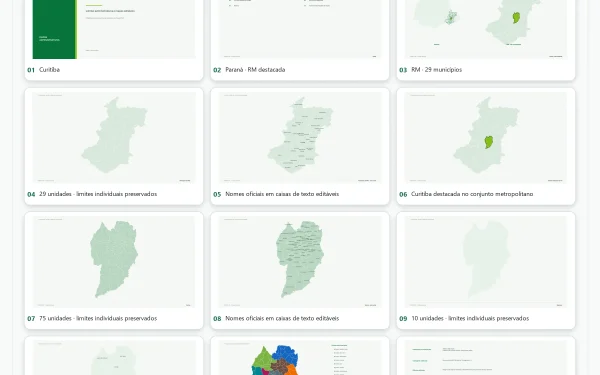 Mapa de Curitiba e Região Metropolitana – 75 Bairros e 10 Regionais | PowerPoint Editável