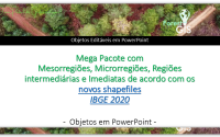 IBGE 2020: Mesorregiões, Microrregiões, Regiões intermediárias e Imediatas mapas vetoriais PowerPoint para download
