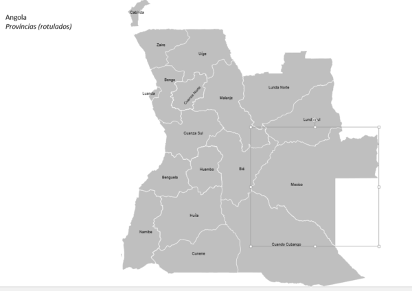 Mapa das Províncias de Angola como Objetos PowerPoint
