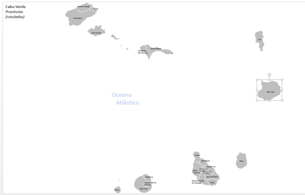 Mapa das Ilhas de Cabo-Verde como Objetos PowerPoint