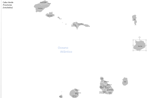 Mapa das Ilhas de Cabo-Verde como Objetos PowerPoint