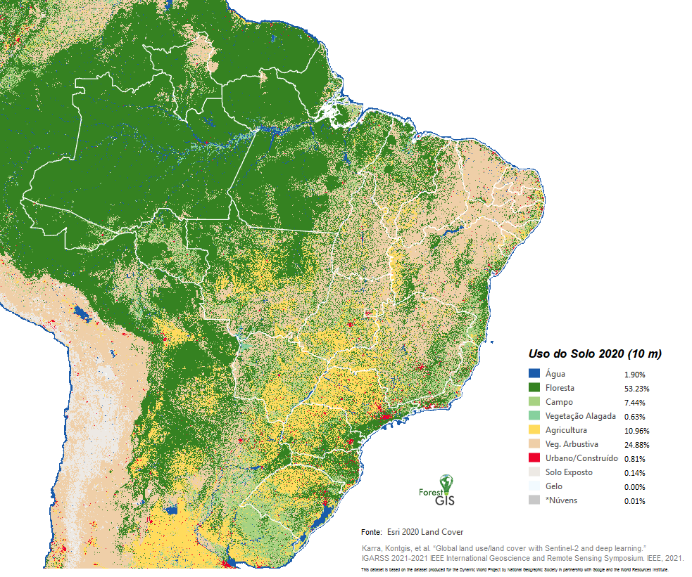 Uso do Solo Brasil 2020 pelo “ESRI 2020 Land Cover”