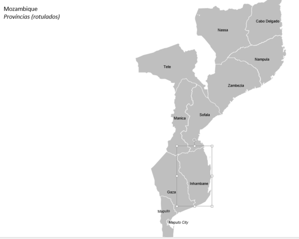 Mapa das Províncias de Moçambique como Objetos PowerPoint