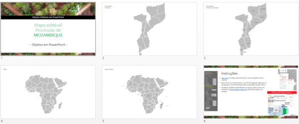 Mapa das Províncias de Moçambique como Objetos PowerPoint