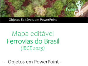 Mapa vetorial em PowerPoint com as Ferrovias Brasileiras