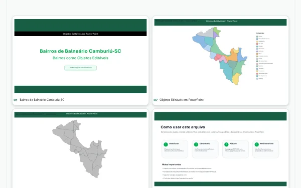 Mapa dos Bairros de Balneário Camboriú (SC) – PowerPoint Editável