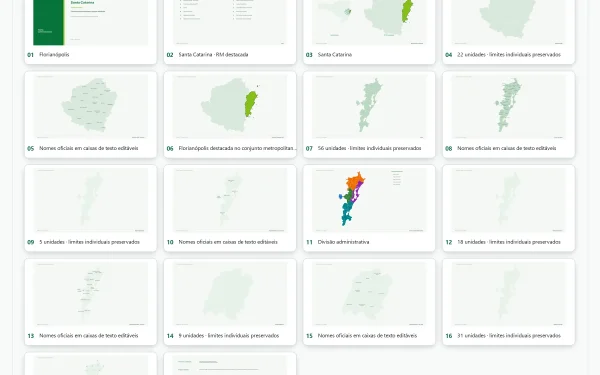 Mapa de Florianópolis e Região Metropolitana – 56 Bairros e Regiões Administrativas | PowerPoint Editável