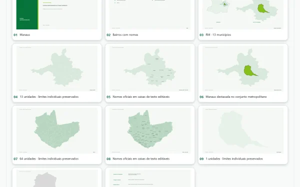 Mapa de Manaus e Região Metropolitana – 63 Bairros | PowerPoint Editável