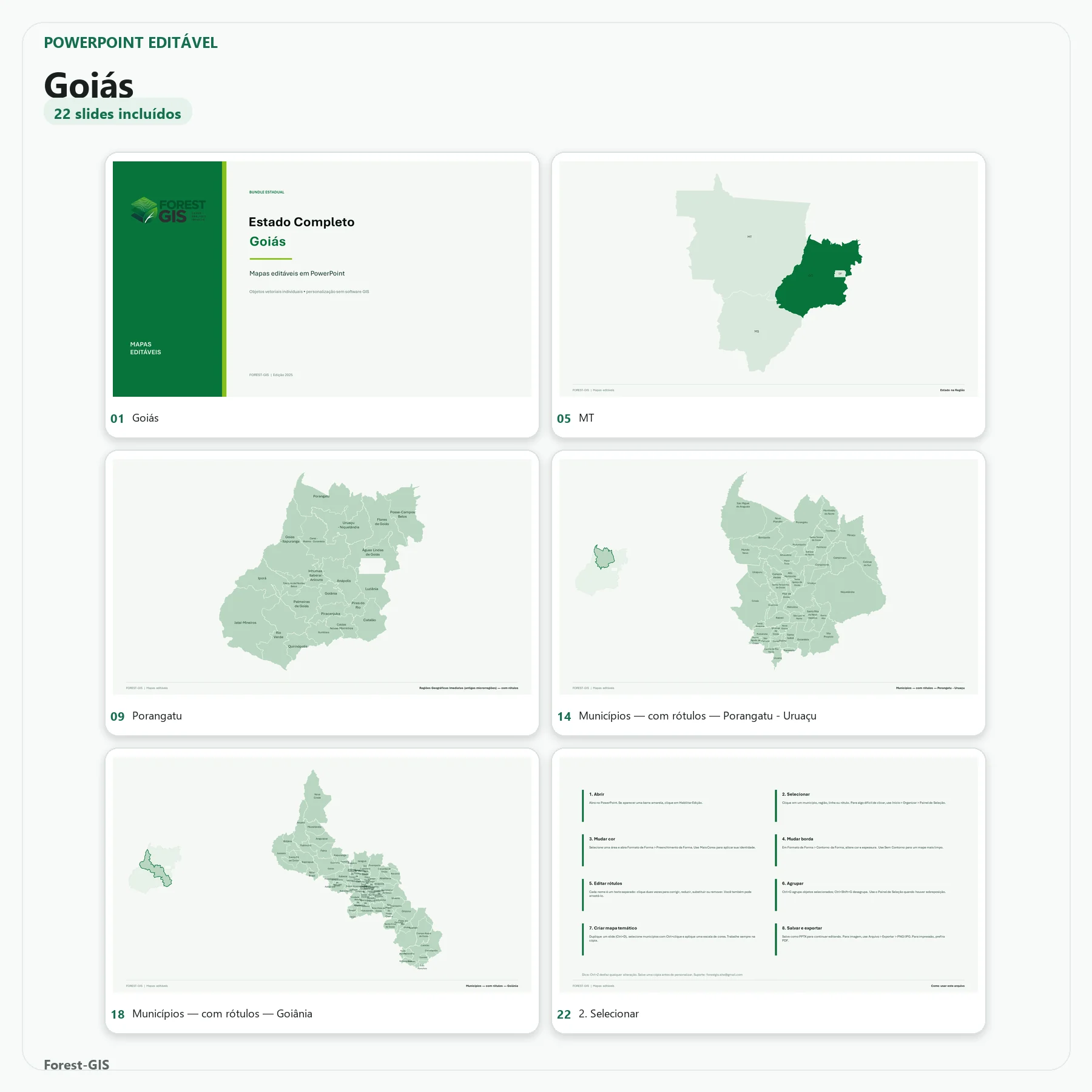 Mapas de Goiás em PowerPoint Editável – Pacote Estadual Completo | IBGE 2025 1 Mapas de Goiás em PowerPoint Editável – Pacote Estadual Completo | IBGE 2025