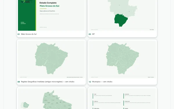 Mapas de Mato Grosso do Sul em PowerPoint Editável – Pacote Estadual Completo | IBGE 2025