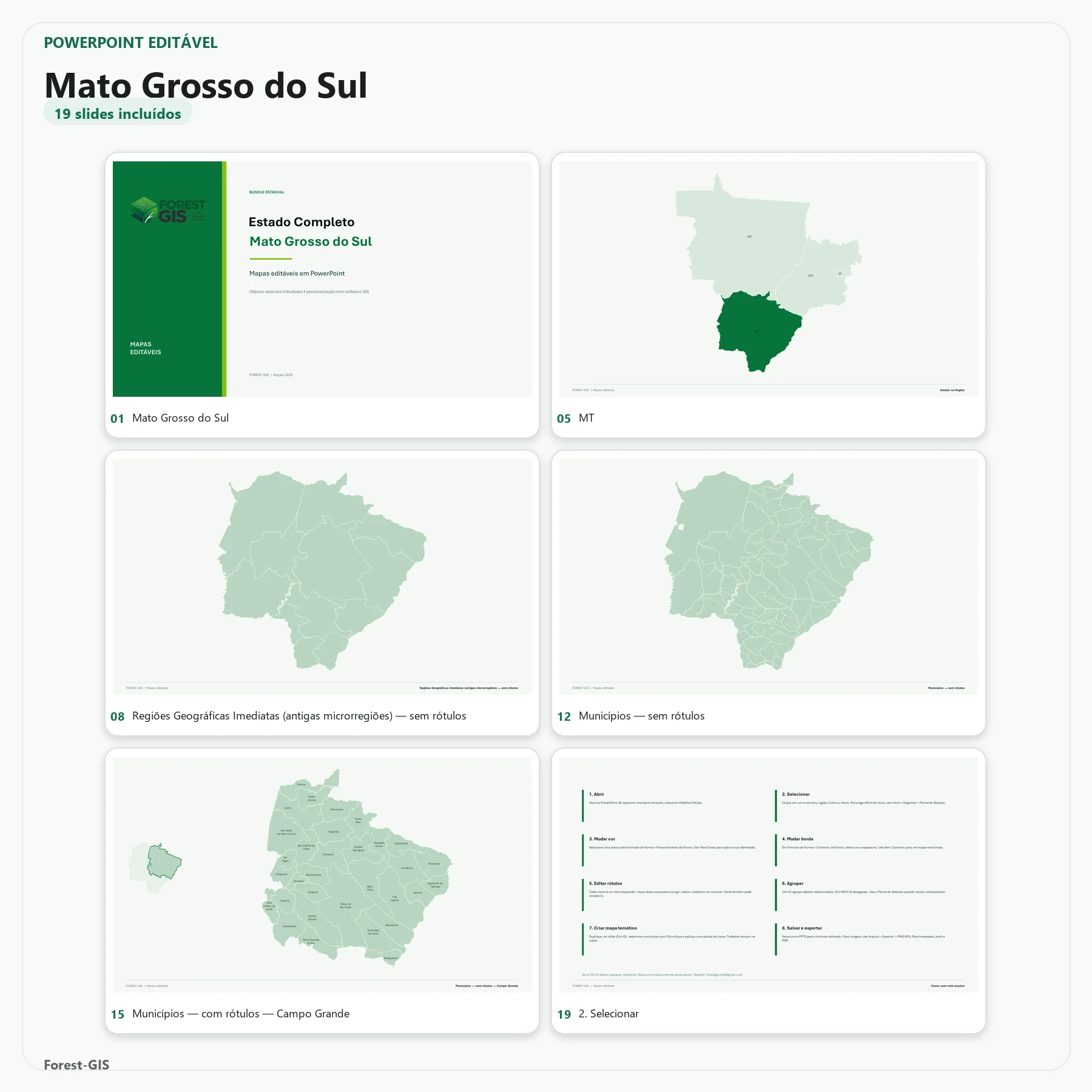 Mapas de Mato Grosso do Sul em PowerPoint Editável – Pacote Estadual Completo | IBGE 2025 1 Mapas de Mato Grosso do Sul em PowerPoint Editável – Pacote Estadual Completo | IBGE 2025