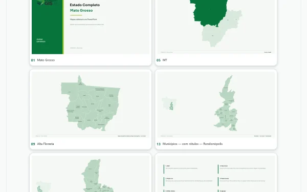 Mapas de Mato Grosso em PowerPoint Editável – Pacote Estadual Completo | IBGE 2025
