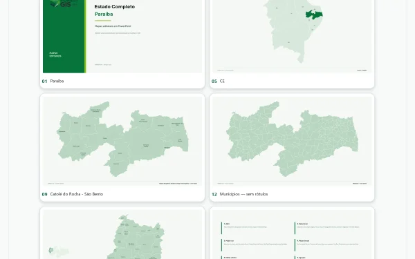 Mapas da Paraíba em PowerPoint Editável – Pacote Estadual Completo | IBGE 2025