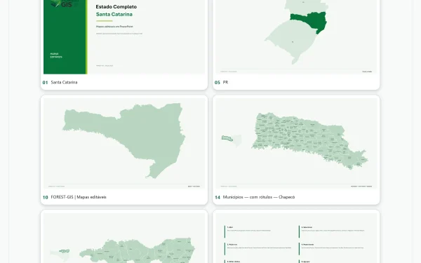 Mapas de Santa Catarina em PowerPoint Editável – Pacote Estadual Completo | IBGE 2025