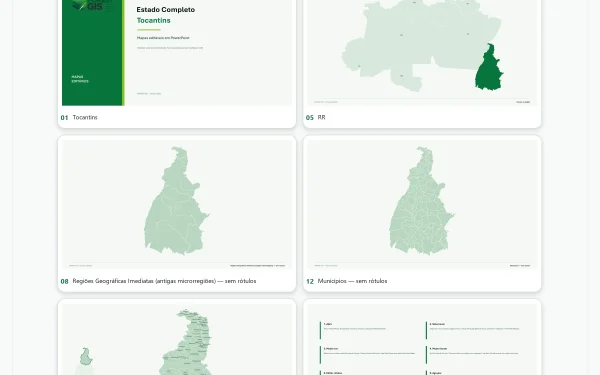 Mapas do Tocantins em PowerPoint Editável – Pacote Estadual Completo | IBGE 2025